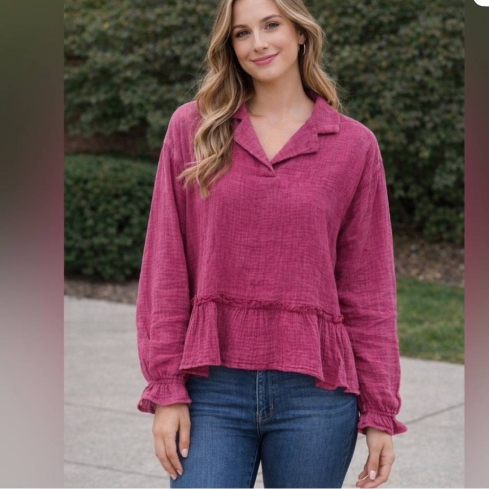 Ott Women's Pink Ruffled Top